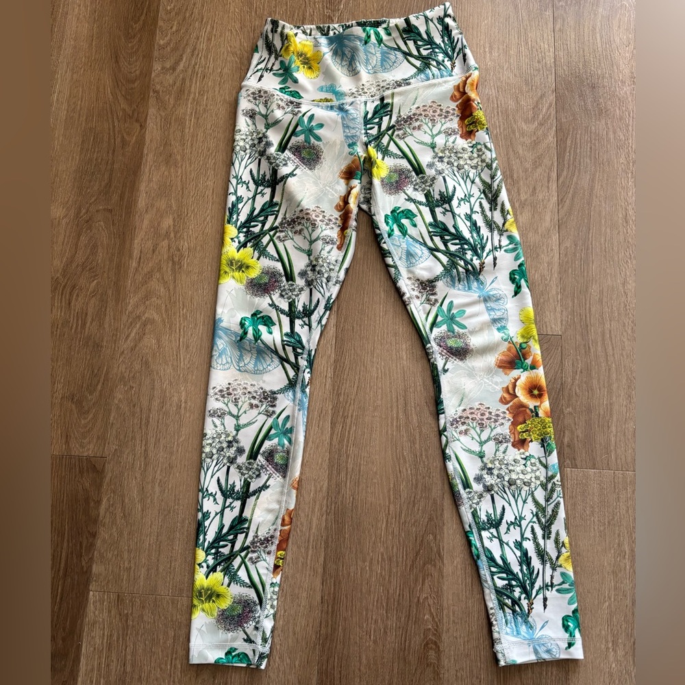 Playground Floral High Waisted Leggings, Size Small
